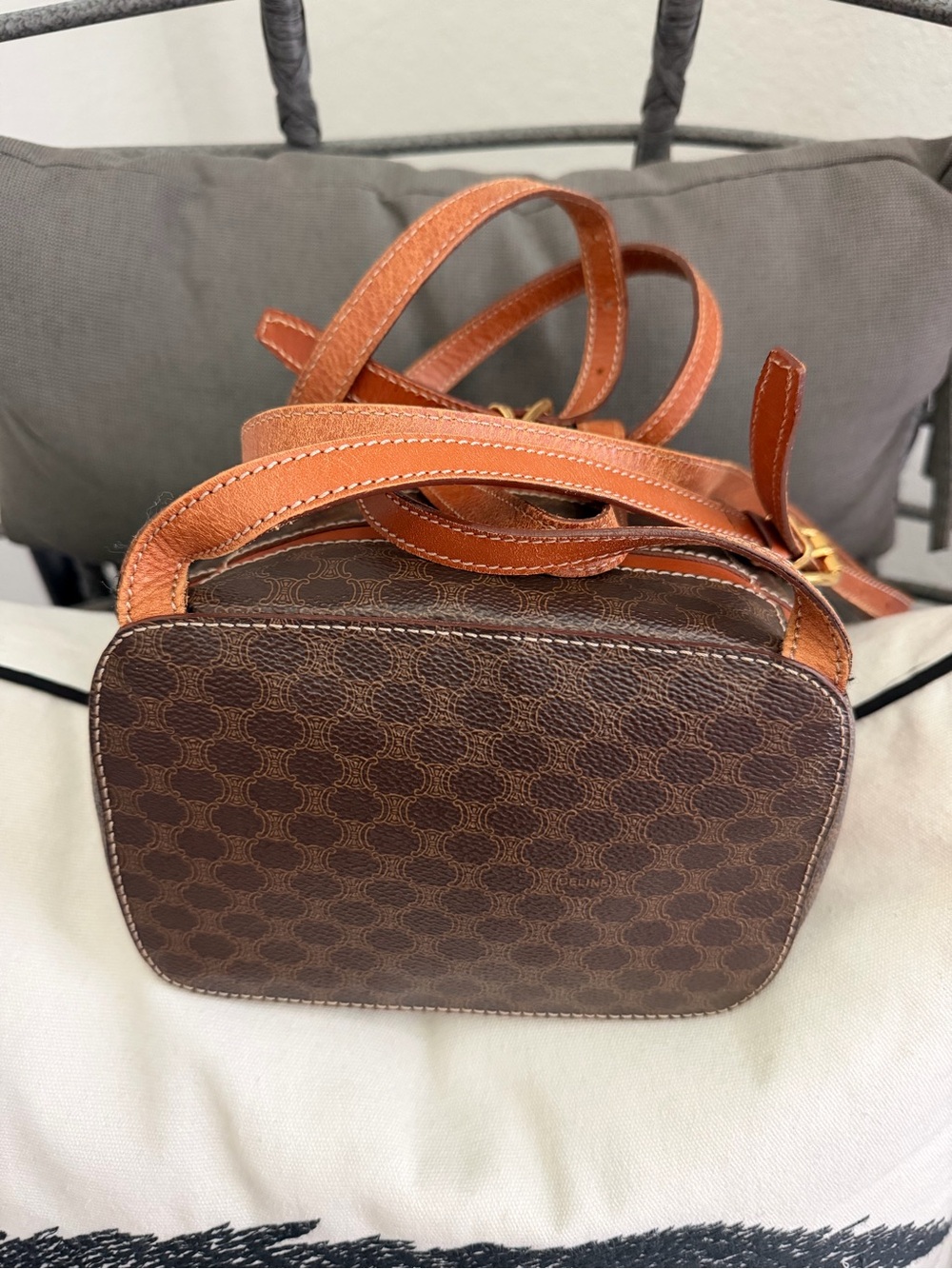 Celine Brown & Tan Striped Mini Backpack - Picture 3 of 10